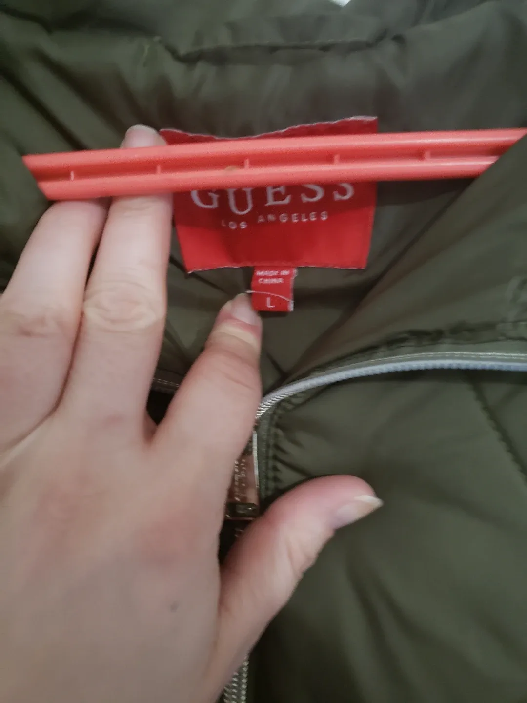 Guess Los Angeles Olive Green Quilted Coat - Size L image indicator(2)