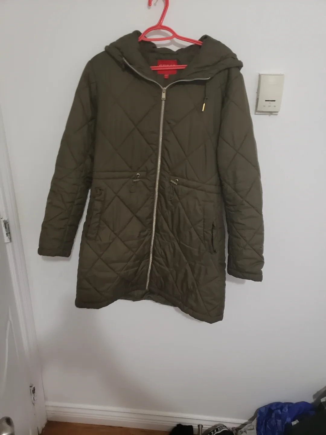 Guess Los Angeles Olive Green Quilted Coat - Size L image indicator(4)