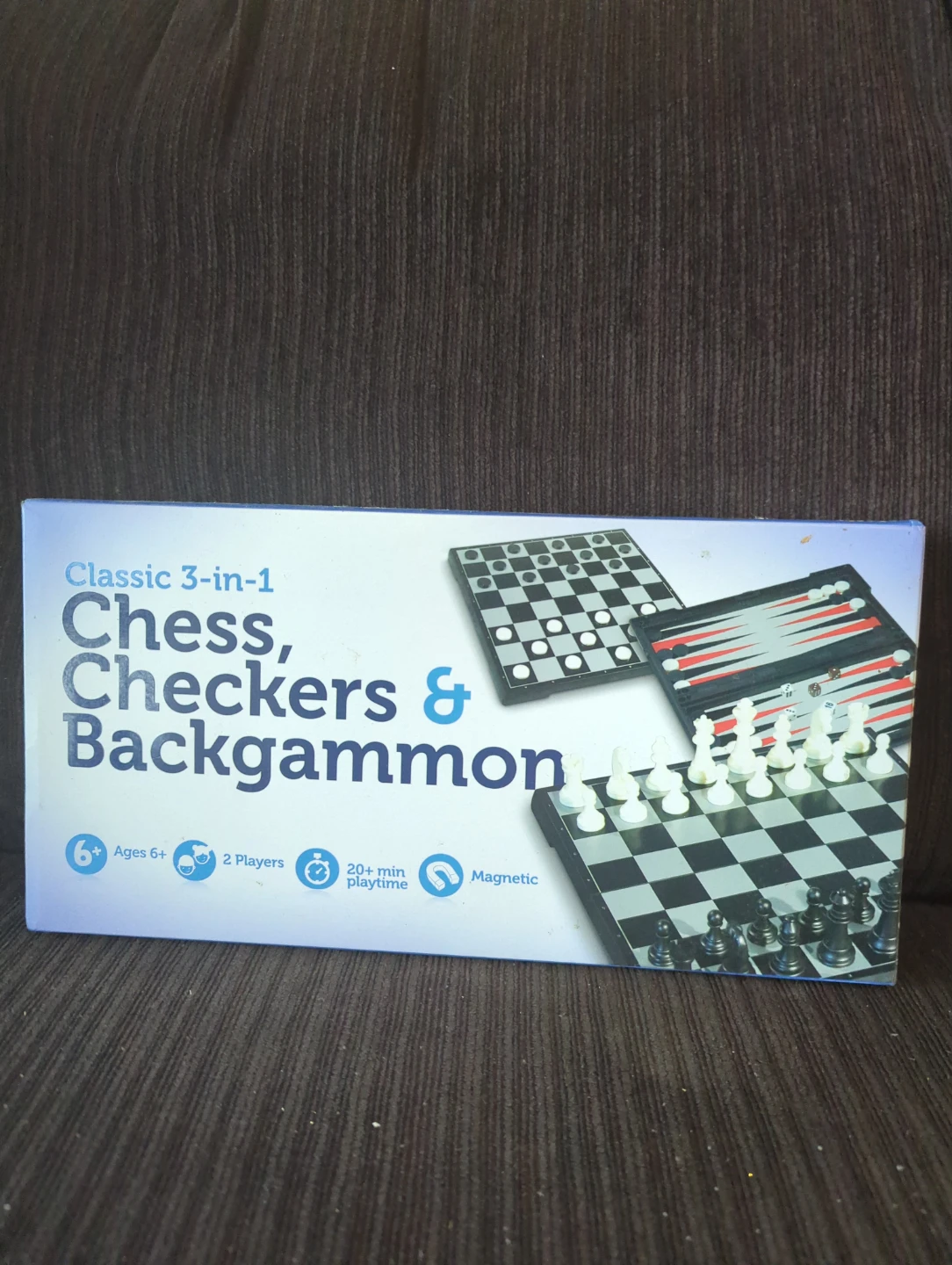 Classic 3-in-1 Chess, Checkers & Backgammon Set