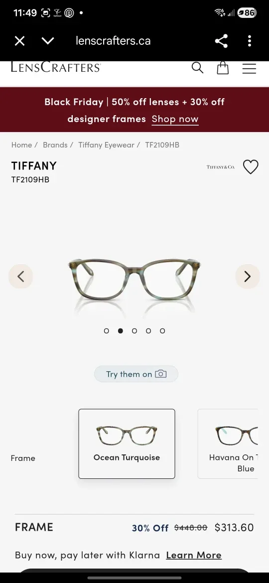Tiffany TF2109HB Ocean Turquoise Eyeglasses image indicator(2)