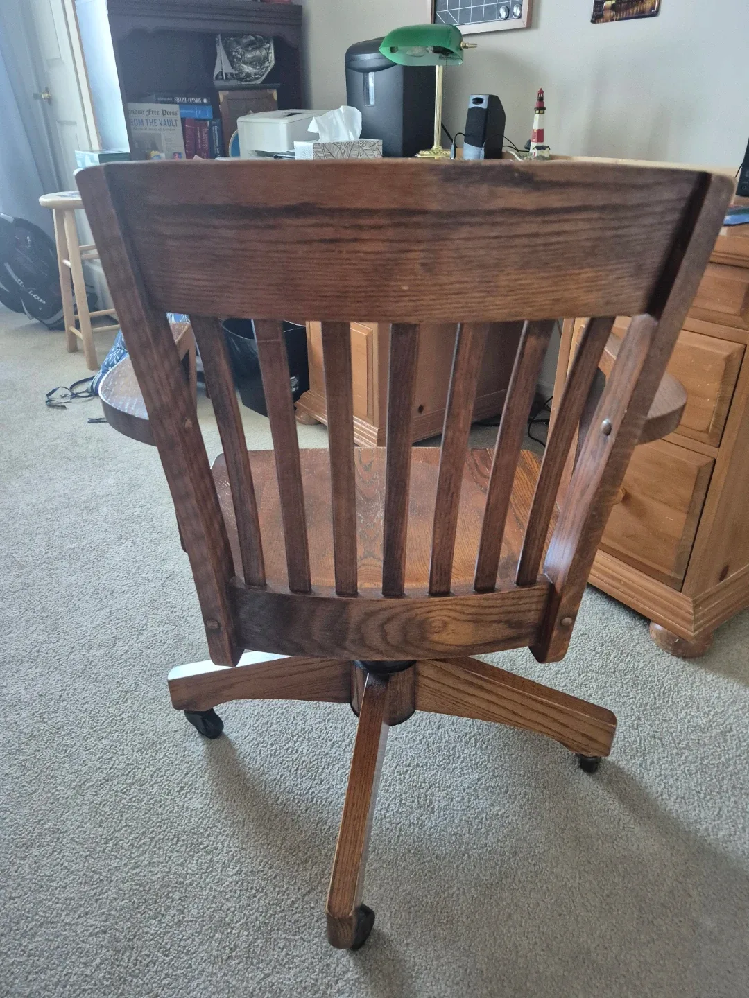 Wooden Swivel Bankers Desk Chair image indicator(4)