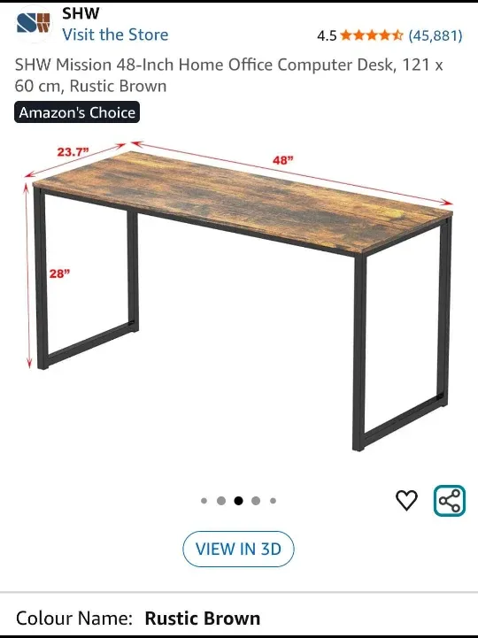 48-Inch Rustic Brown Computer Desk image indicator(2)