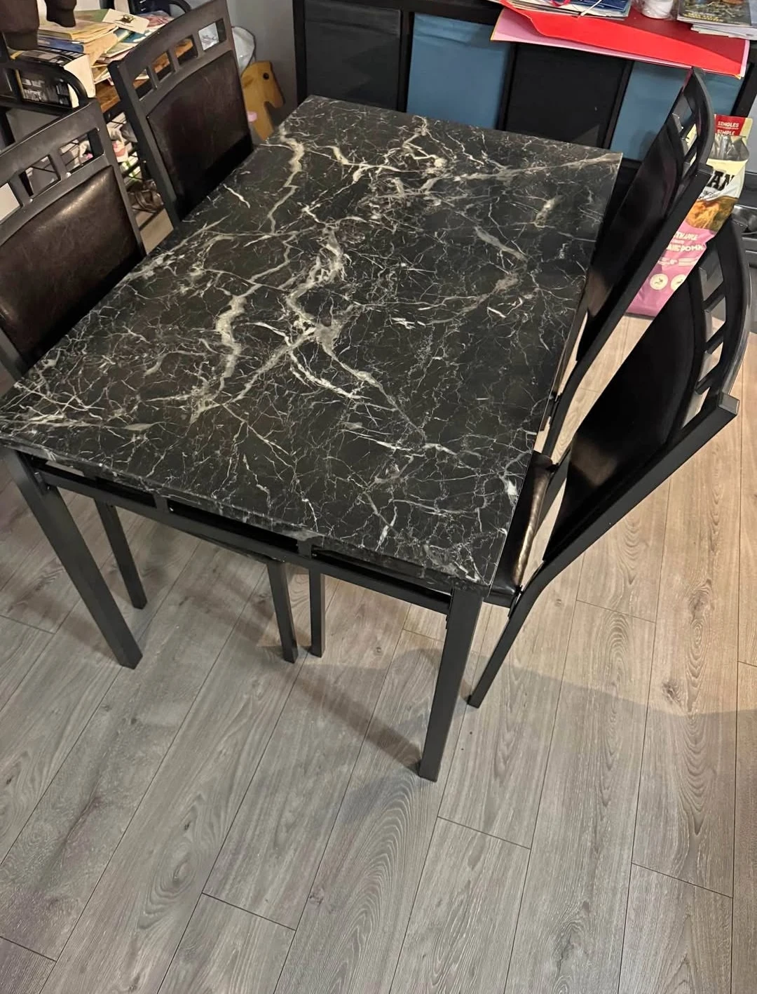 Marble Pattern Dining Table with 4 Chairs - photo 2