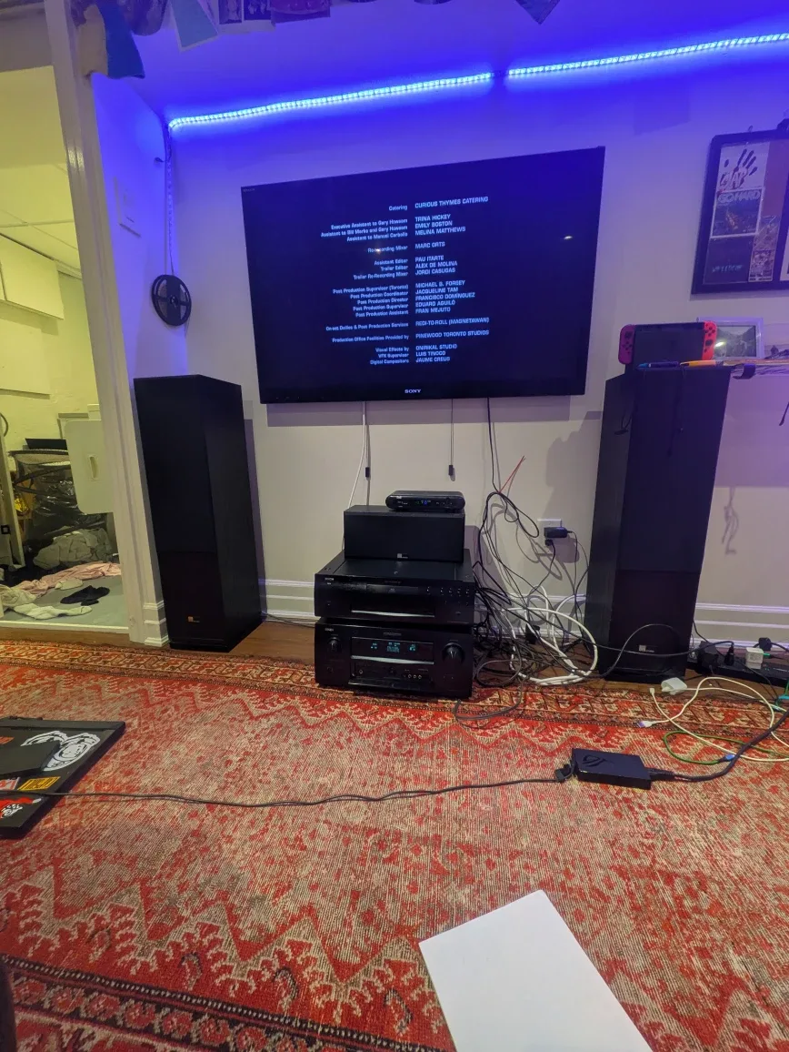 Full entertainment set up. Tv/amp/BluRay player/speakers