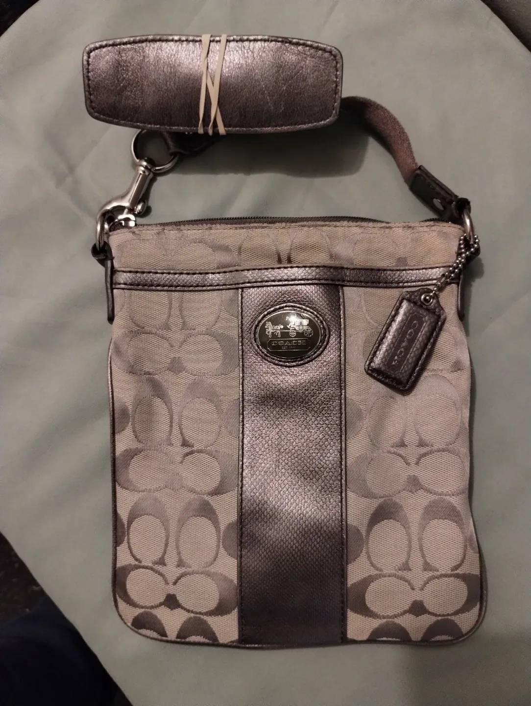 Vintage Coach Beige  Canvas & Leather Crossbody Purse image indicator(9)