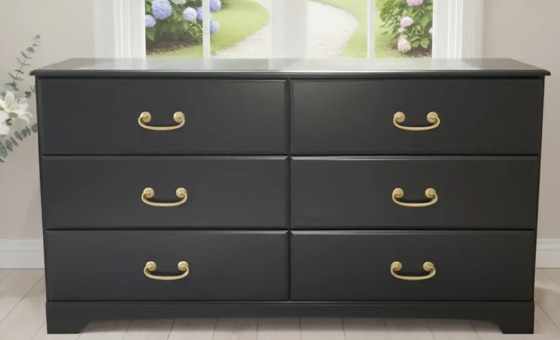 Black Dresser with 6 Drawers