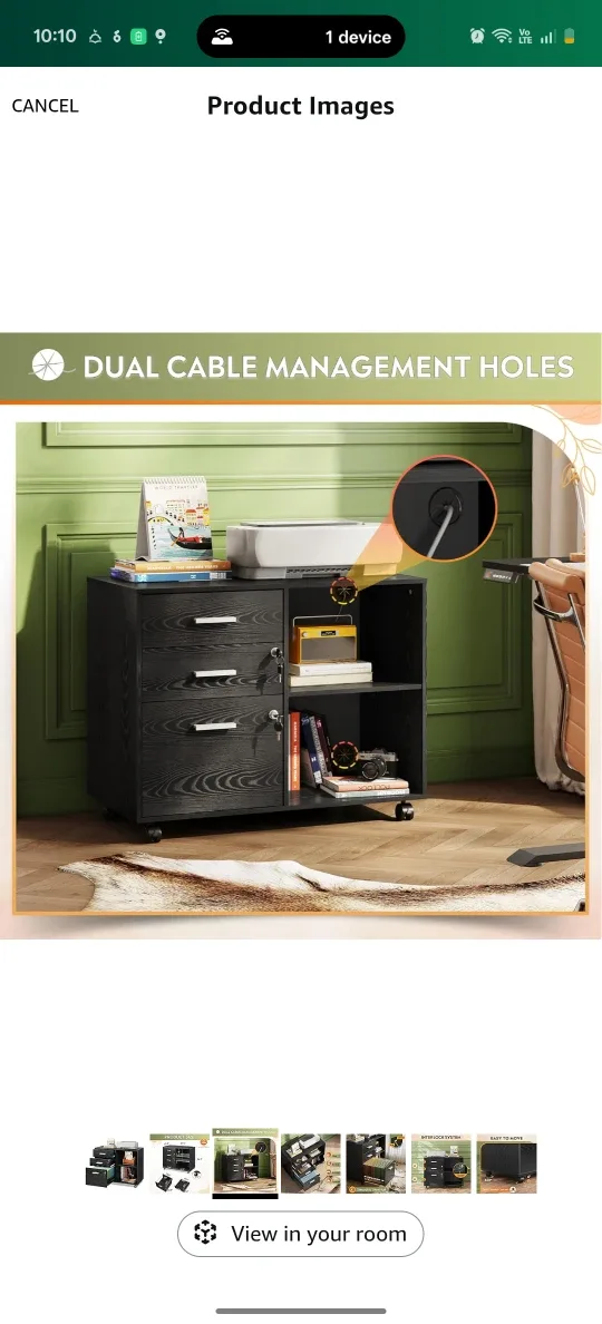 Black Wood Filing Cabinet with Lockable Drawers image indicator(5)