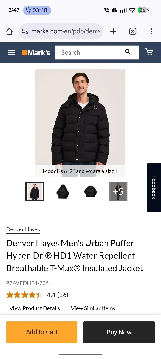 Denver Hayes Urban Puffer Jacket, Size M image indicator(2)