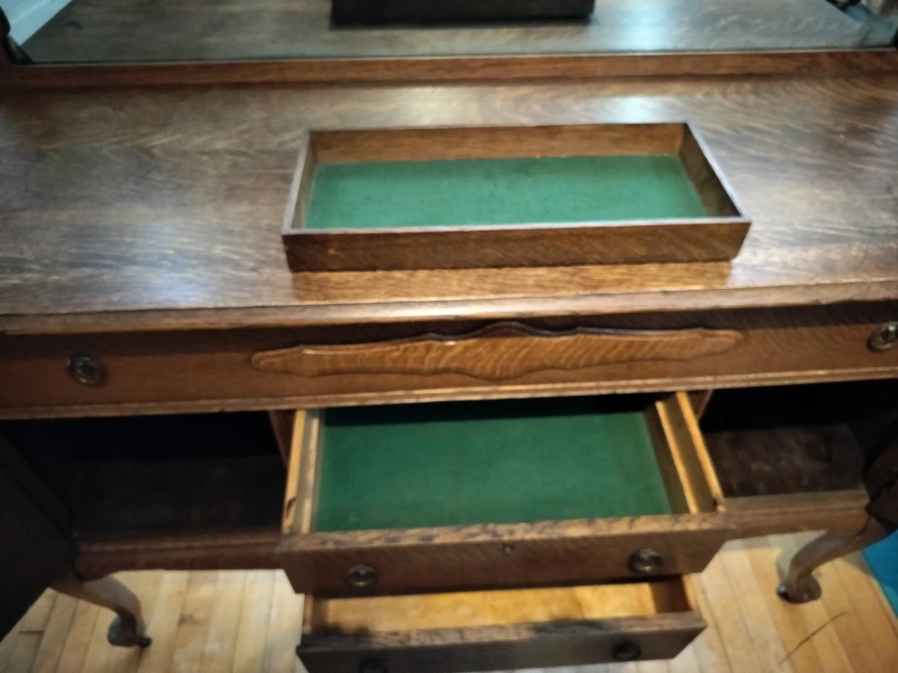 Antique Oak Buffet with Mirror - photo 4