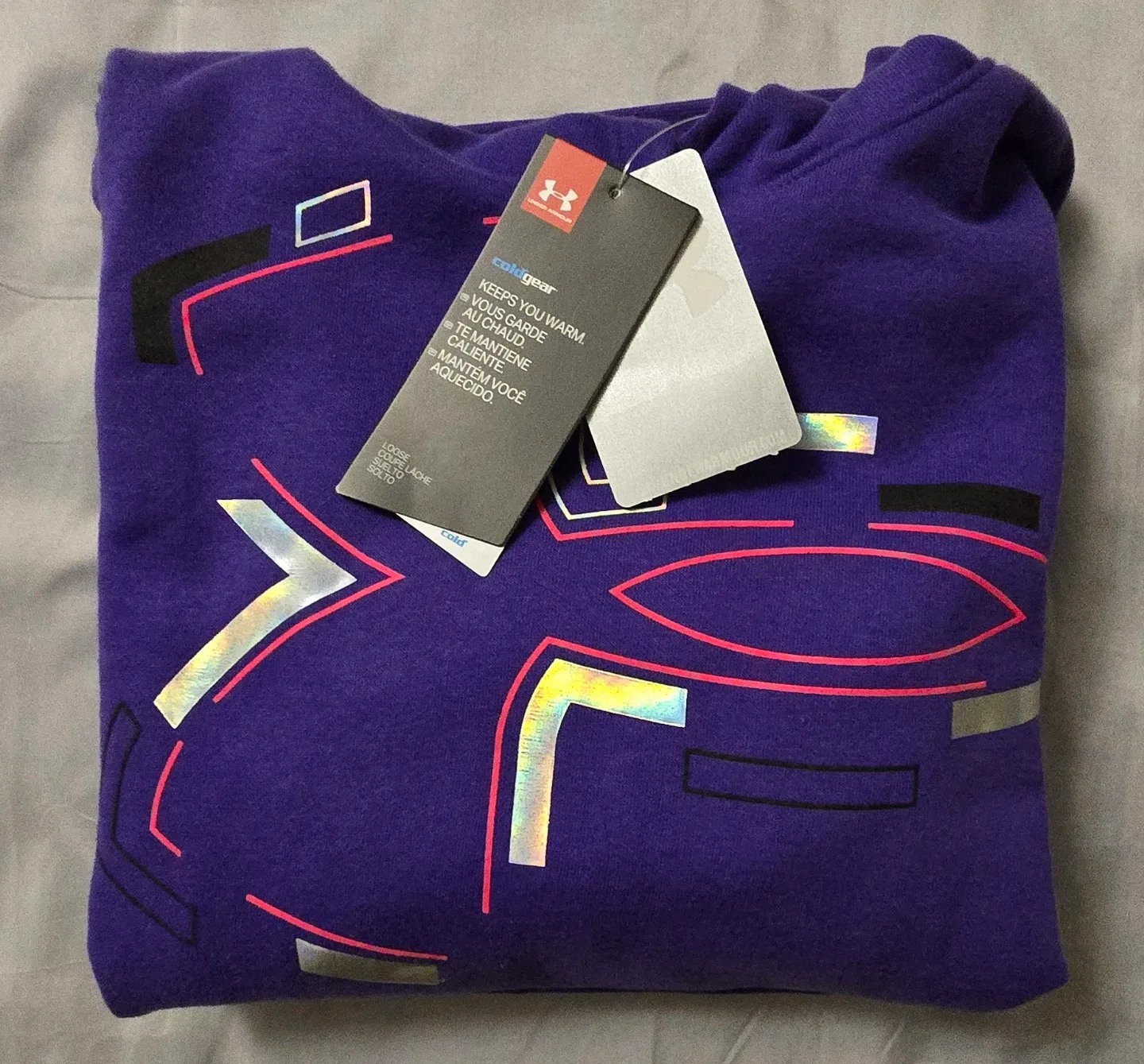 NEW! Girl's Under Armour Purple Hoodie! - YLG - 14 - 16 image indicator(6)