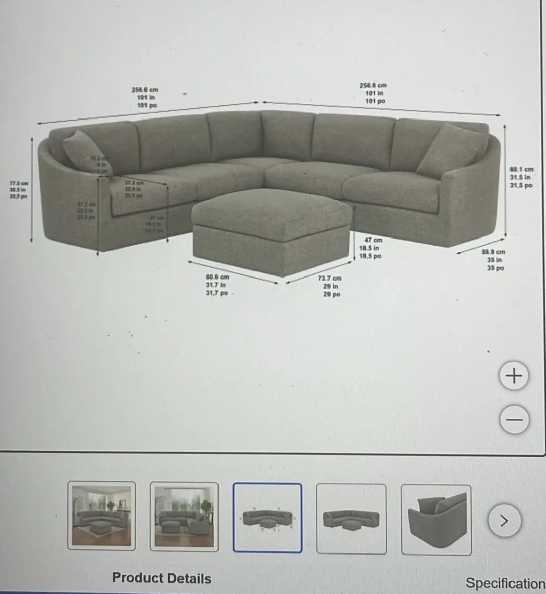 Grey Sectional Sofa with Ottoman image indicator(4)