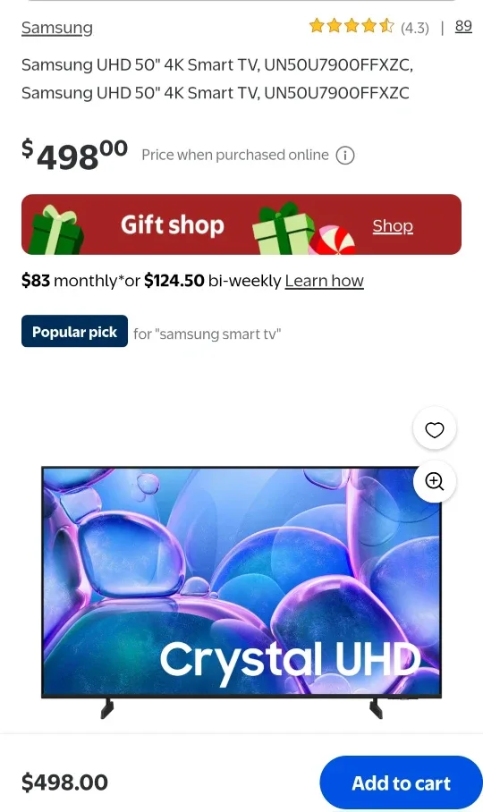 (2025) Samsung 50" Class - U7900F Series - 4K UHD LED TV