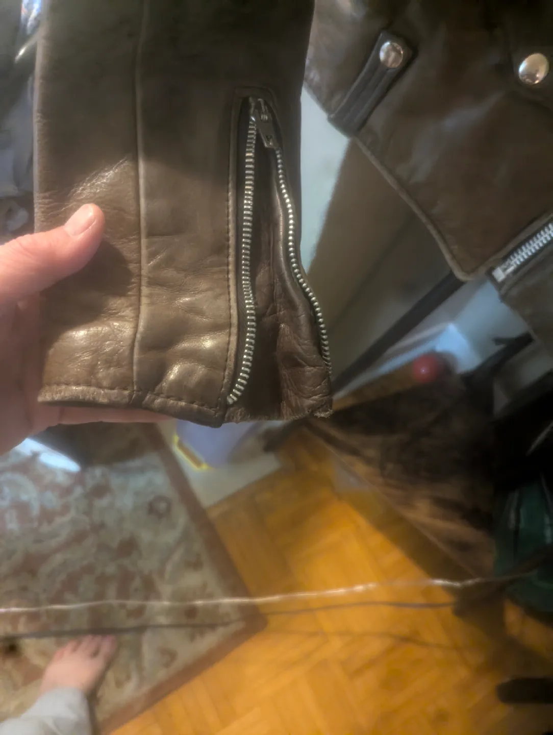 Brown Leather Motorcycle Jacket image indicator(3)