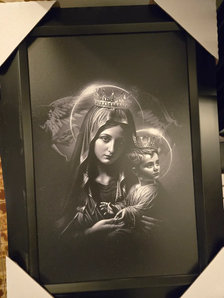 21x16 Jesus virgin Mary Madonna black white textured print frame image indicator(3)