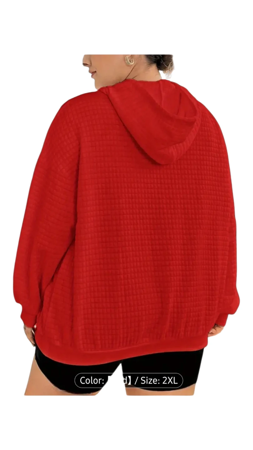 Red Quilted Hoodie, Size 2XL - photo 3