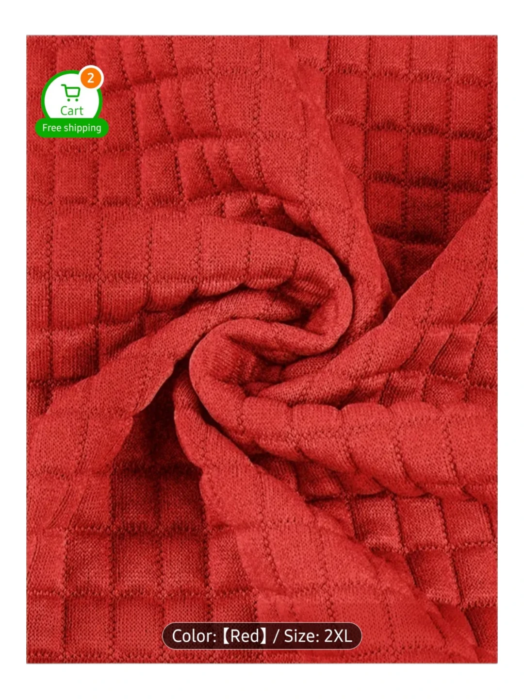 Red Quilted Hoodie, Size 2XL - photo 5