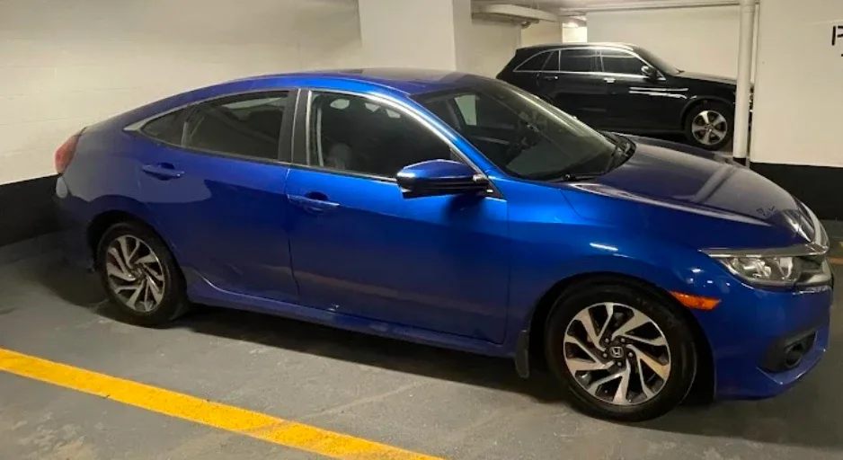 Blue Honda Civic with sunroof