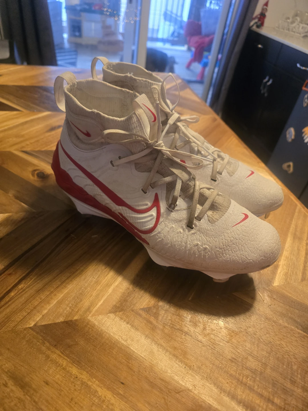 Nike White & Red Football Cleats