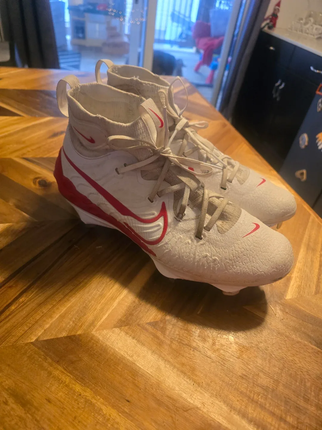 Nike White & Red Football Cleats