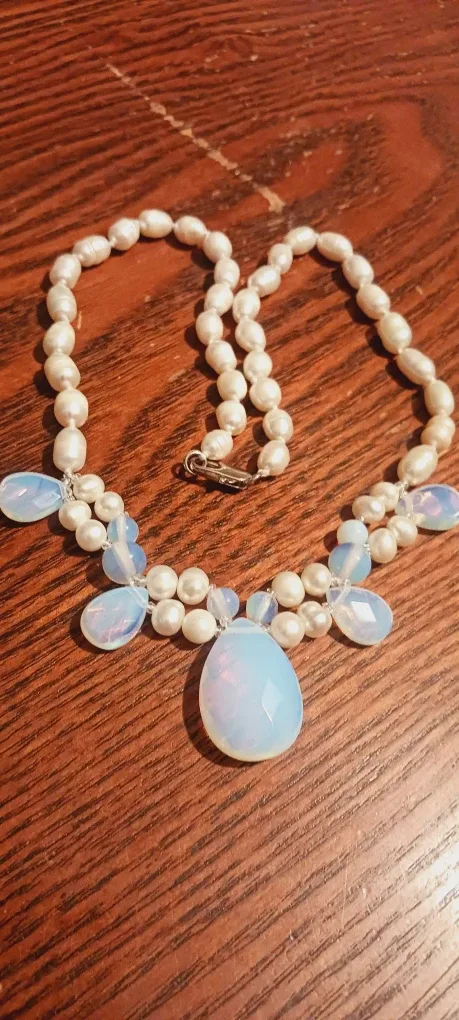 Gorgeous Pearl and Opal Stone Necklace