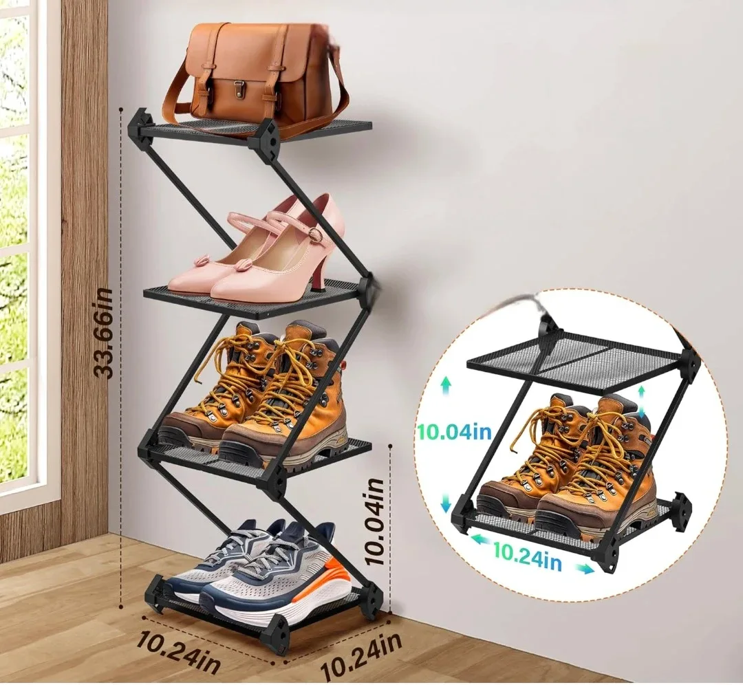 Vertical 4 Tier Storage/Shoe Organizer Metal Rack image indicator(5)
