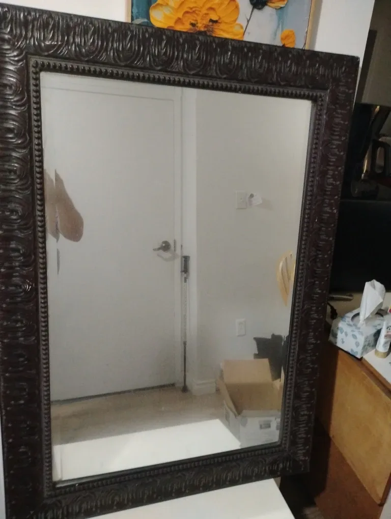 Large Brown Framed Mirror