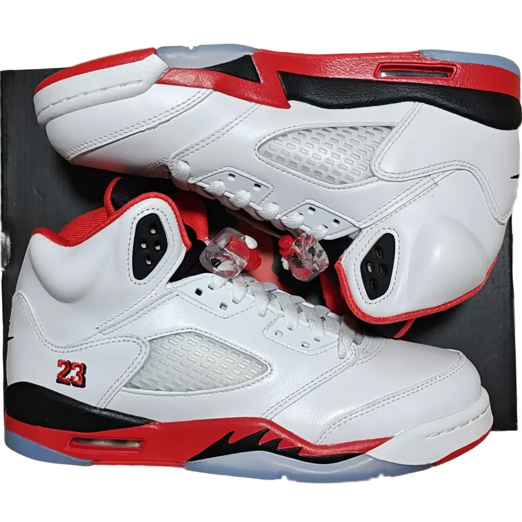 *NIB* 6.5Y—Nike Air Jordan 5 Retro "White/Fire Red-Black"