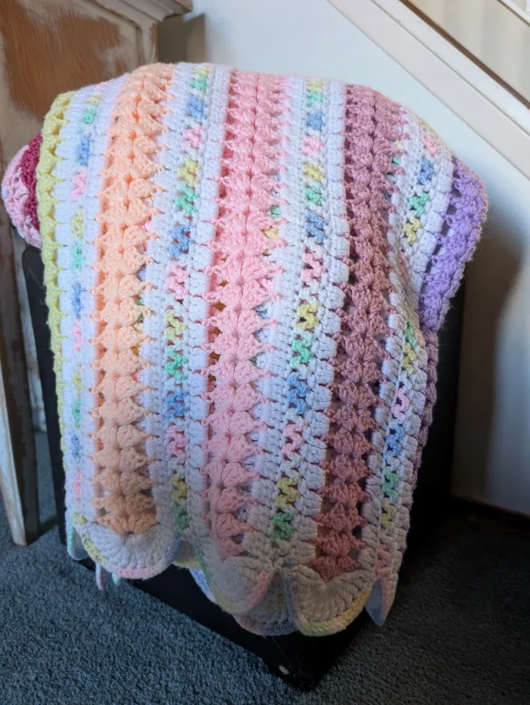 Handmade Crochet Baby Blankets - Pastel & Pink image indicator(3)