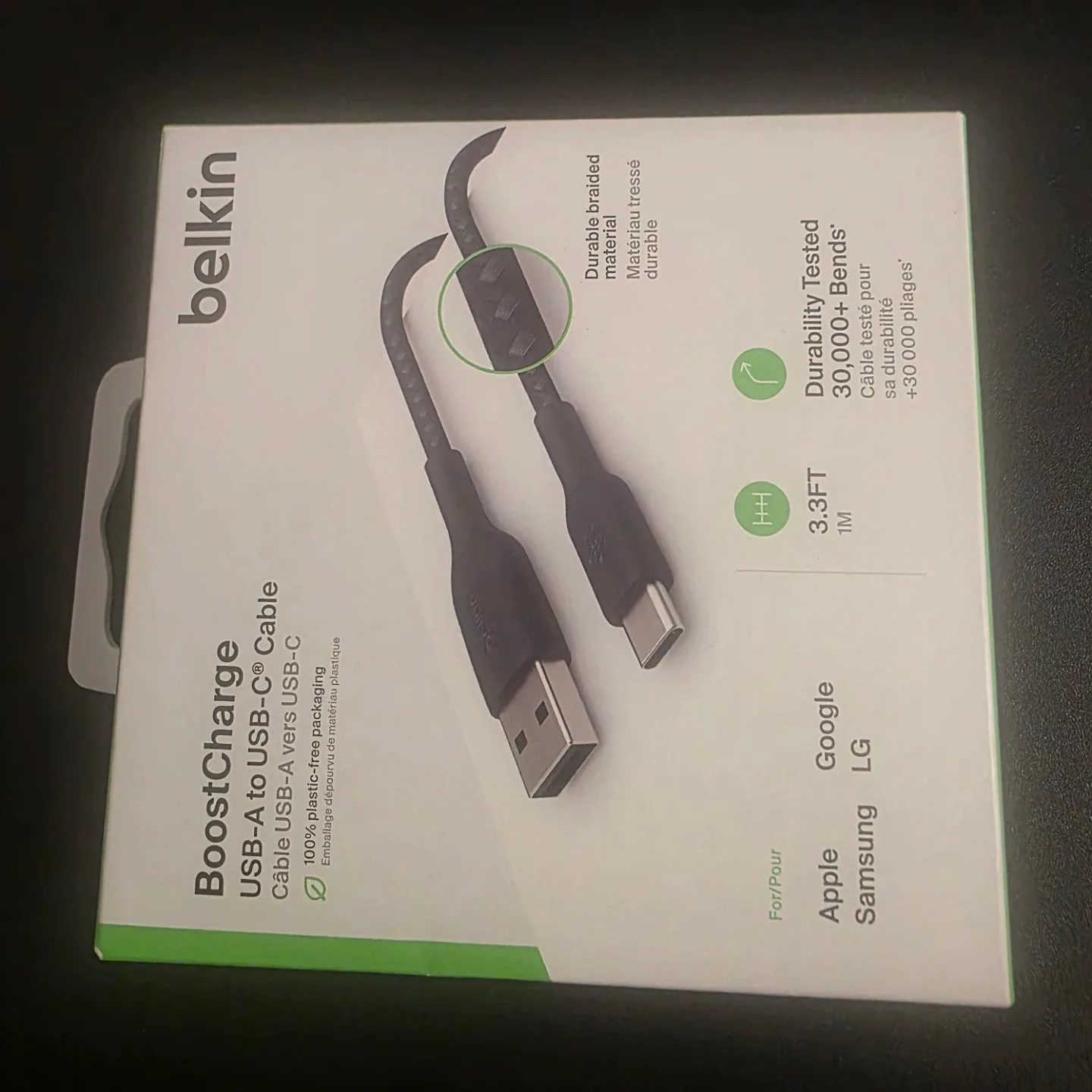 New Belkin BoostCharge USB-A to USB-C Cable - 3.3ft
