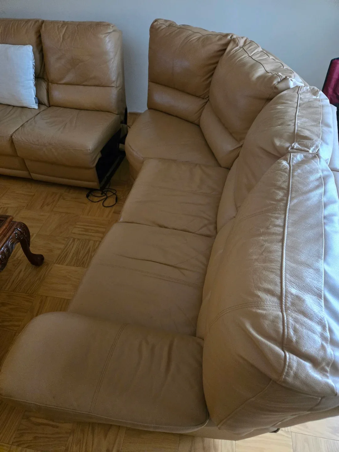 Tan Leather Sectional Sofa image indicator(2)