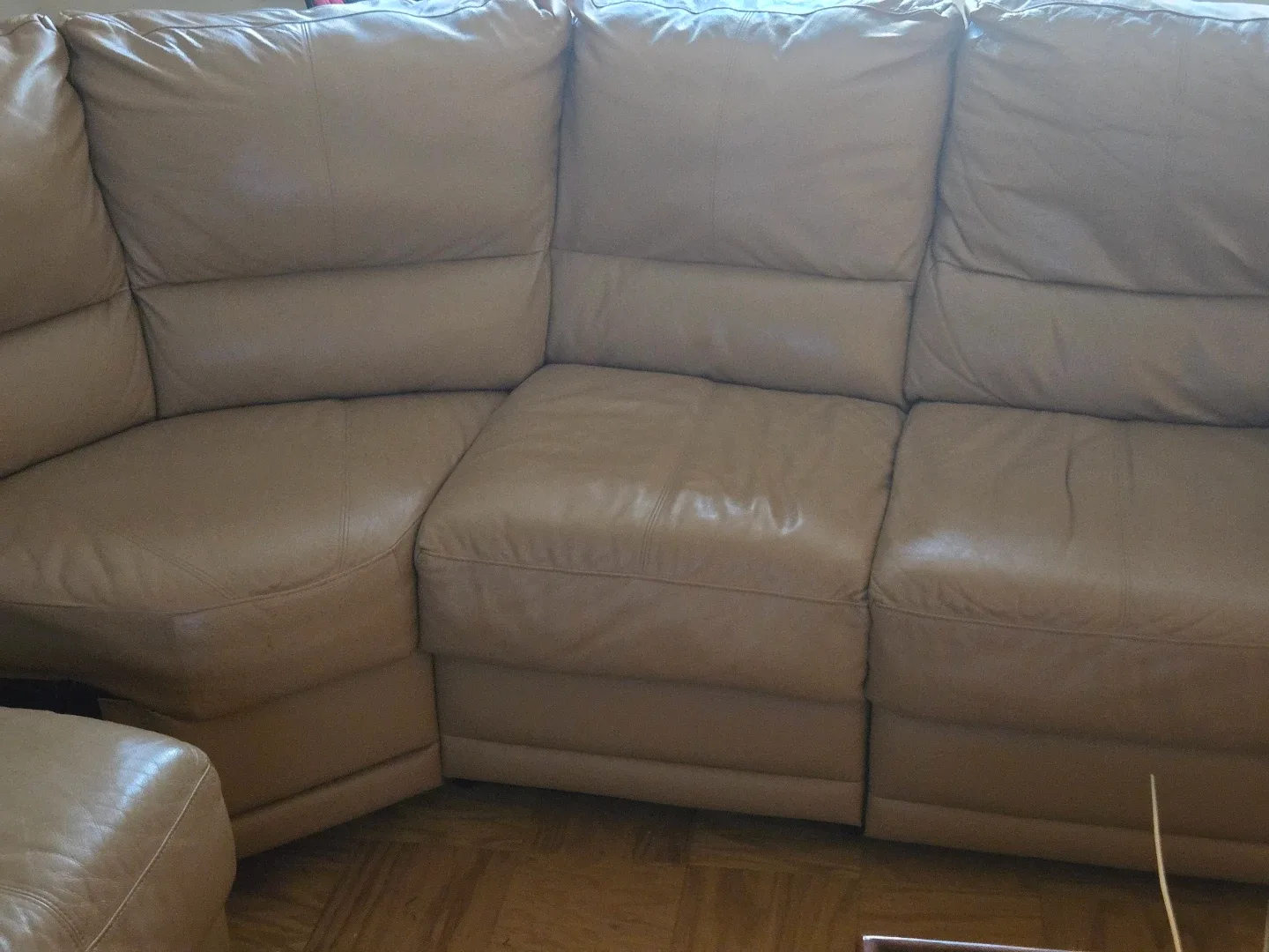 Tan Leather Sectional Sofa image indicator(3)