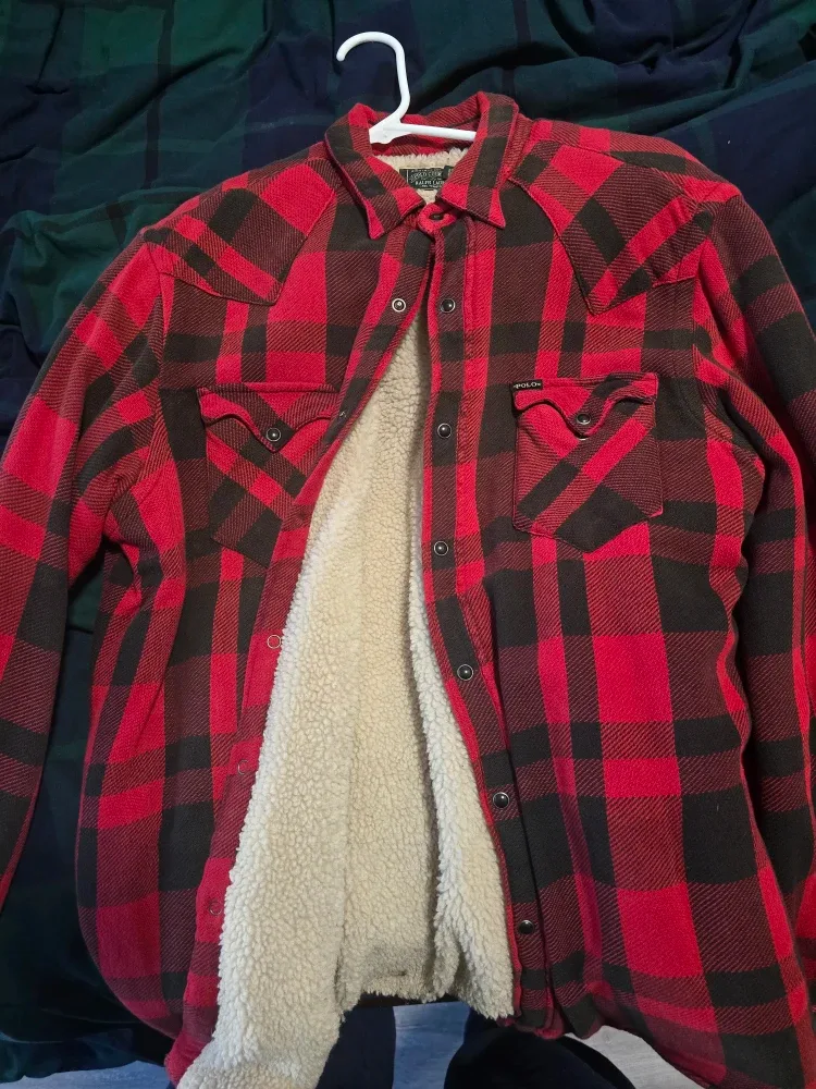 Polo Country Ralph Lauren Red Plaid Sherpa L thumbnail