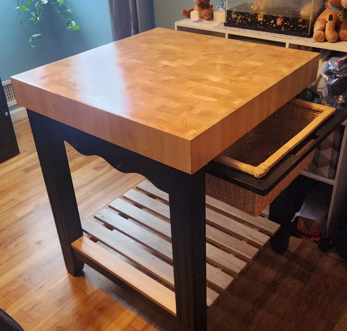 Butcher Block Kitchen Island - Black/Natural