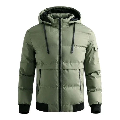 Olive Green Puffer Jacket - Size M