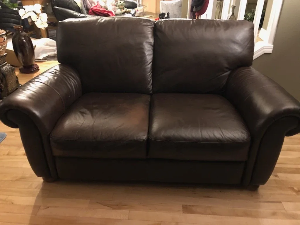 Brown Leather Loveseat