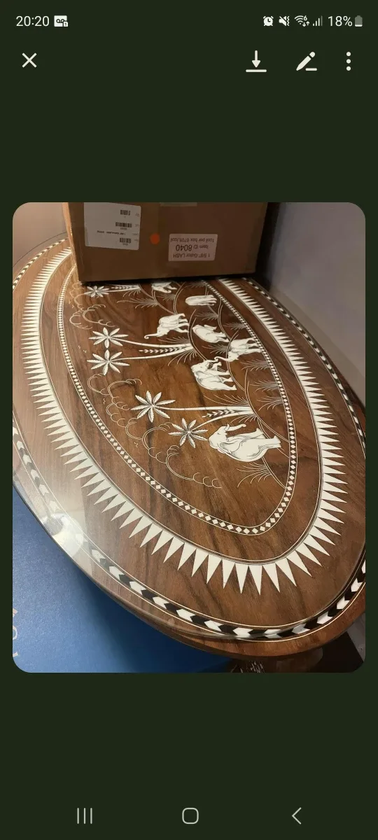 Vintage Indian Inlay Coffee Table - 22 x 42