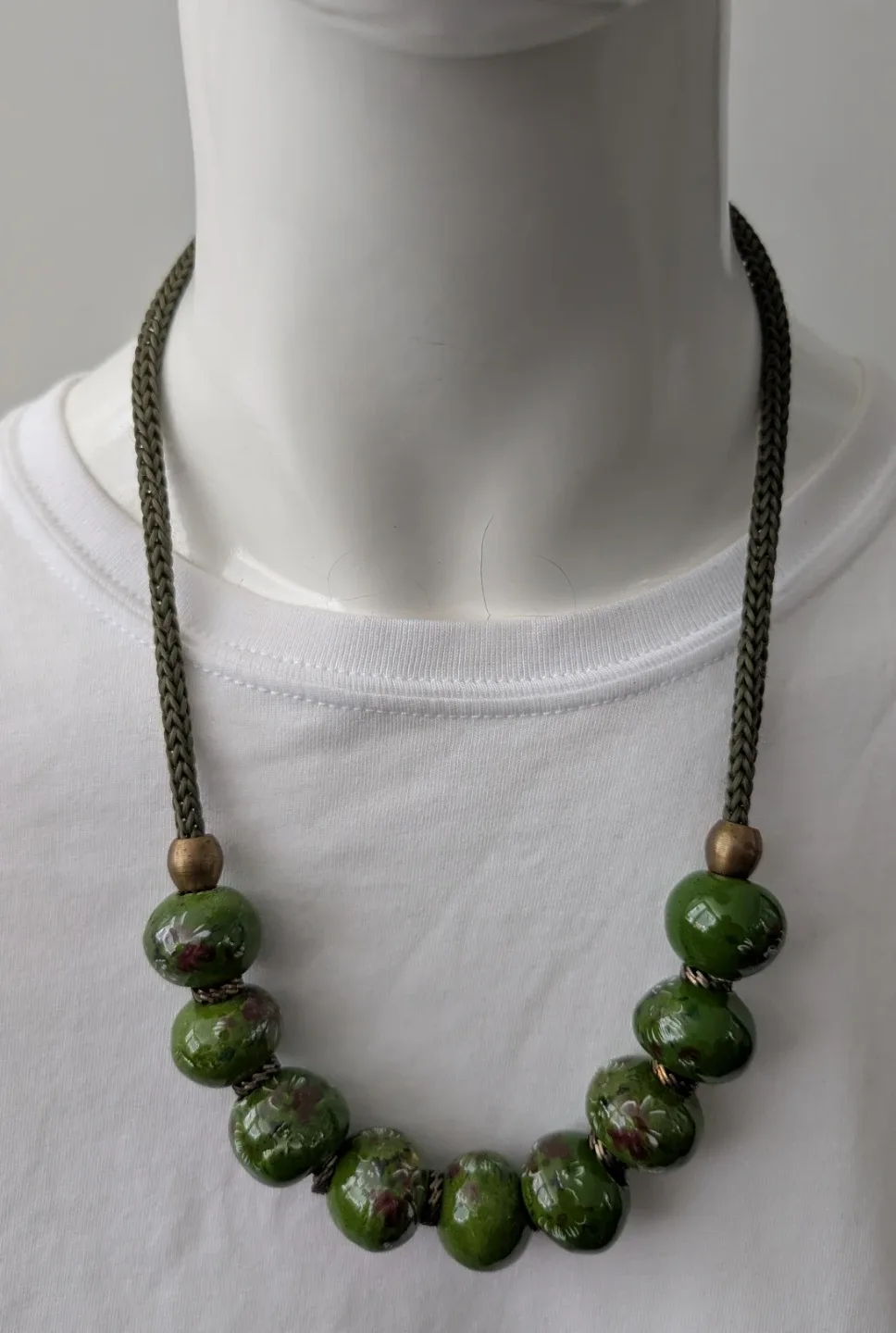 Necklace with Green Ceramic beads