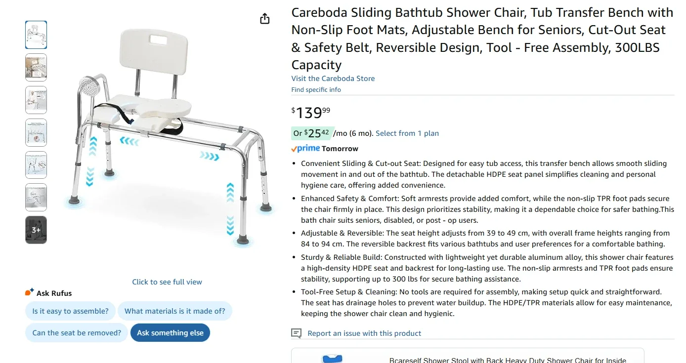 Sliding Bathtub Shower Chair BNIB image indicator(2)