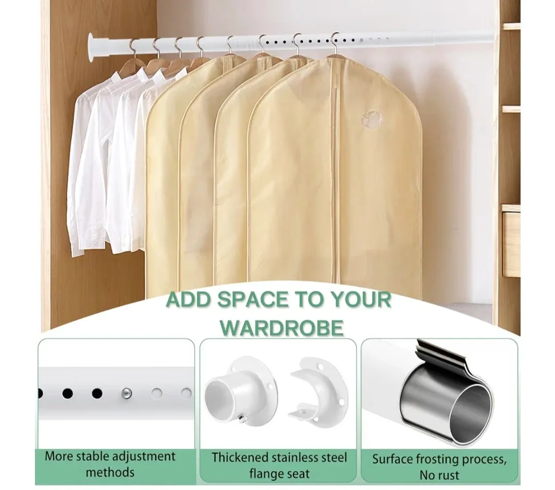 Adjustable Closet/Curtain Rod Heavy Duty 17"-51", 1.3" Diameter image indicator(6)