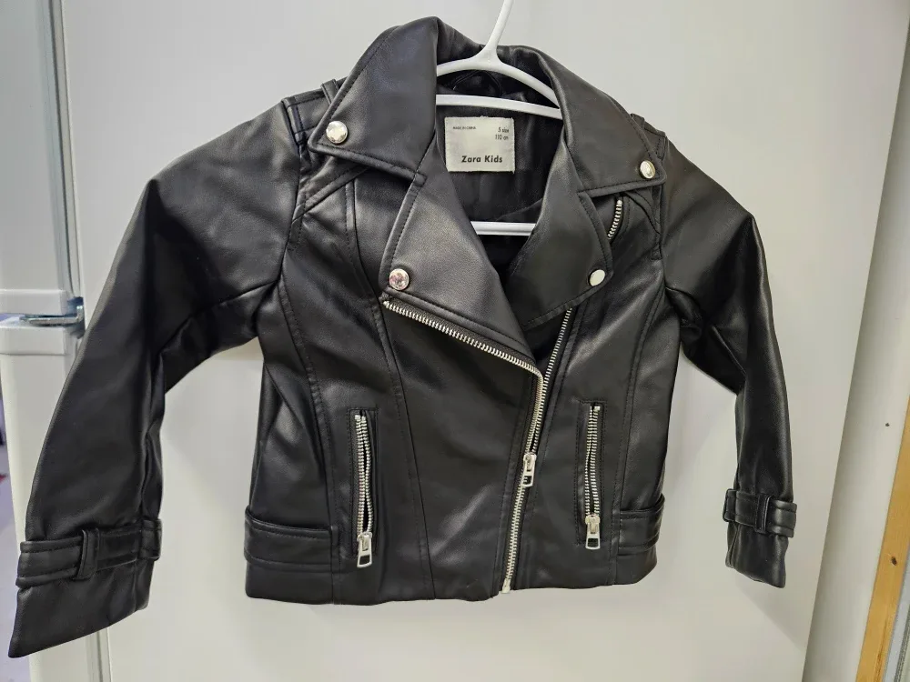 Zara Kids Black Faux Leather Jacket - Size 5 thumbnail