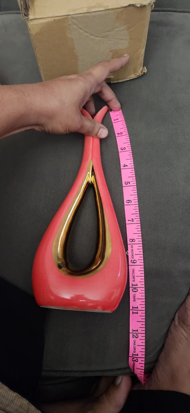 Coral & Gold Decorative Vase - 13 Inches - photo 5