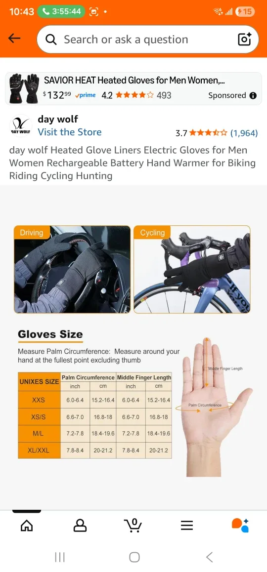 Day Wolf Heated Glove Liners - Rechargeable image indicator(4)