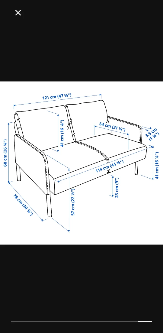 IKEA Glostad Loveseat - Knisa Dark Gray - photo 3