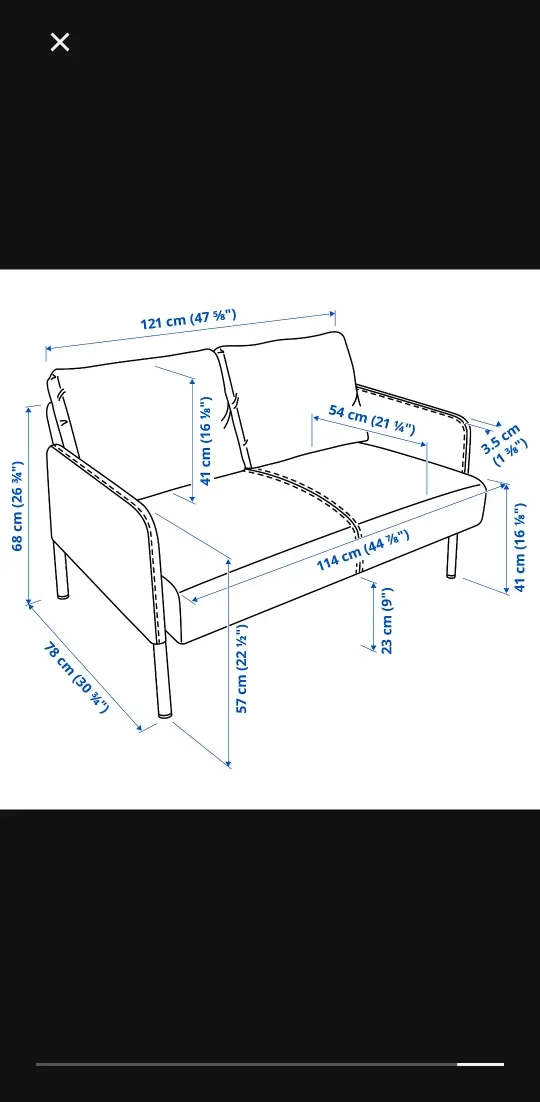 IKEA Glostad Loveseat - Knisa Dark Gray image indicator(3)