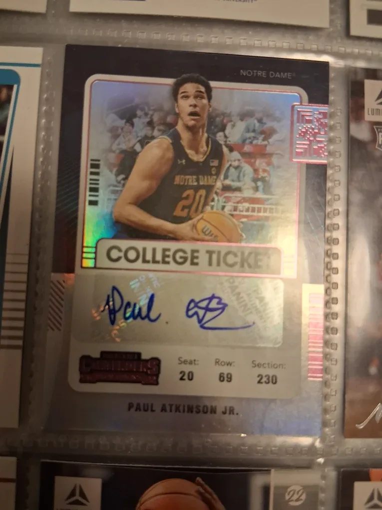 Paul Atkinson Jr. Signed College Ticket Card