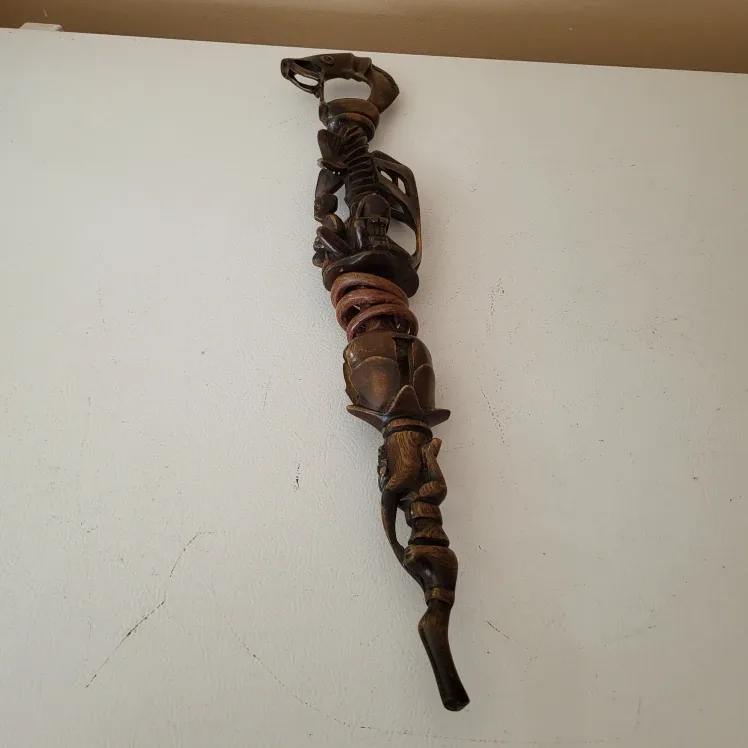 Authentic Hand Carved Walking Stick from Zimbabwe image indicator(2)