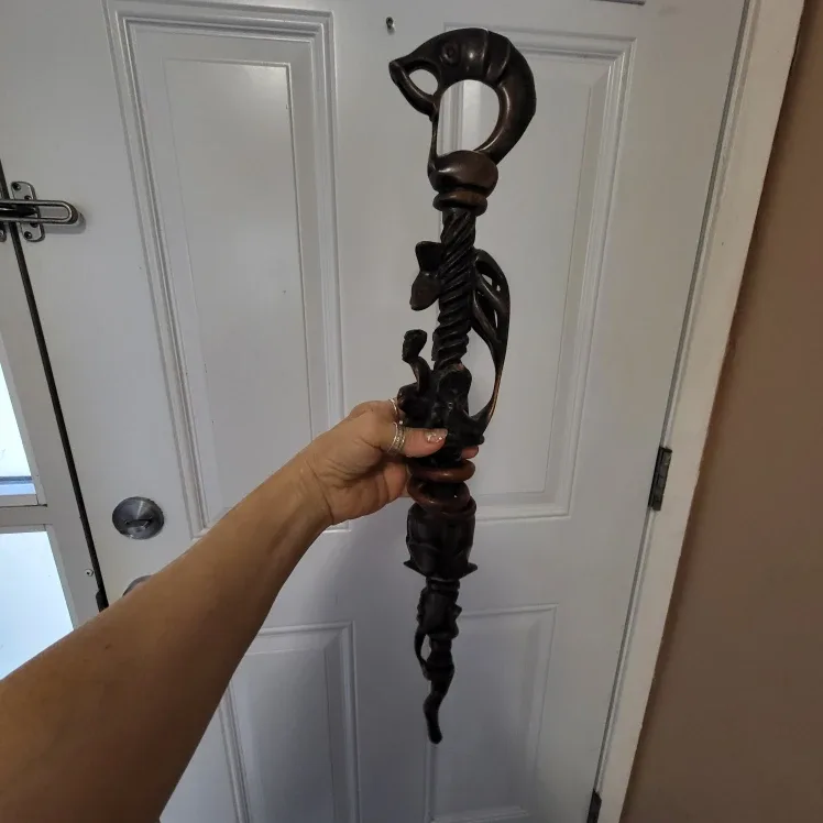 Authentic Hand Carved Walking Stick from Zimbabwe image indicator(3)