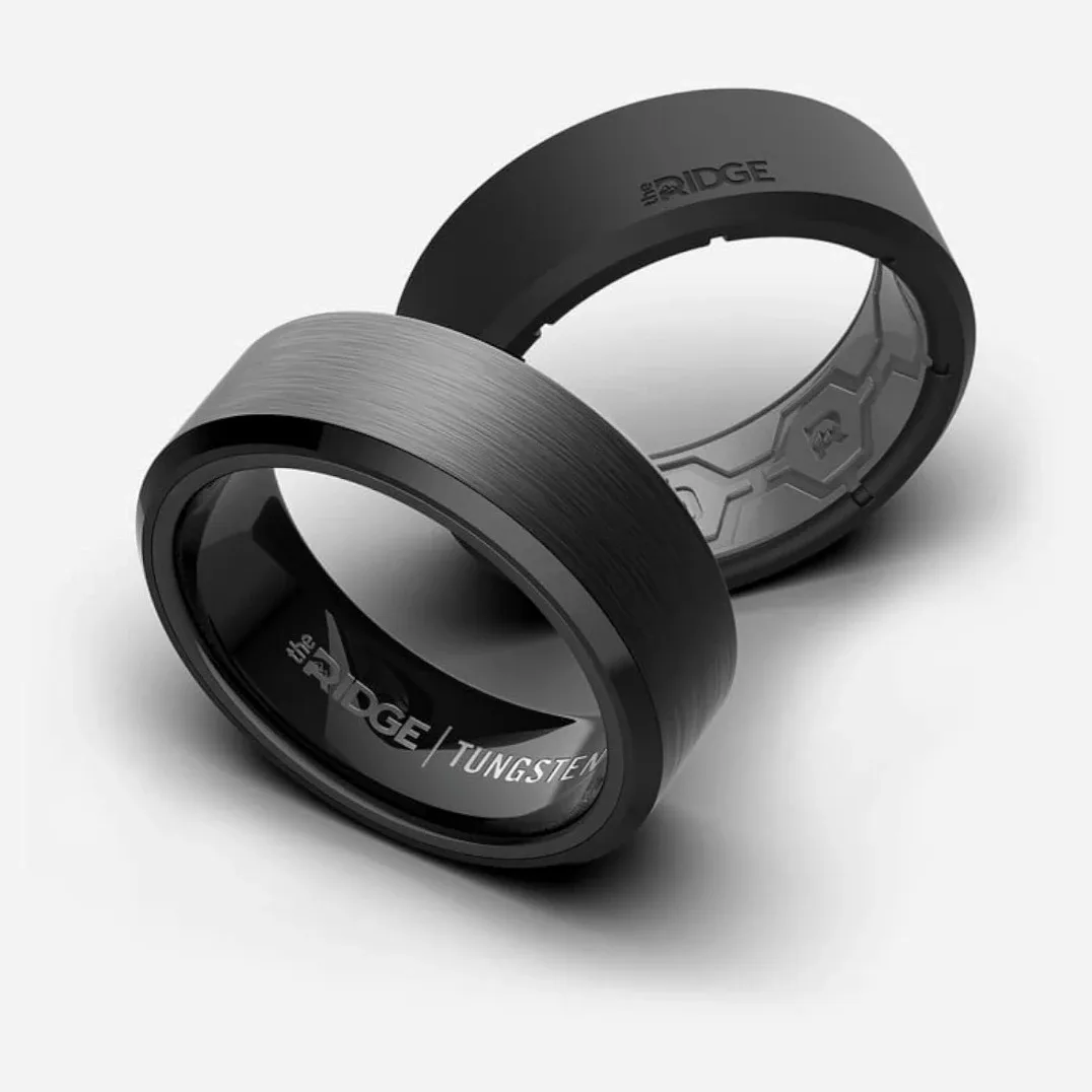 The Ridge Gunmetal Beveled Ring - Size 12