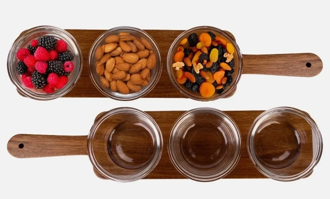 Home Essentials Acacia Serving Boards with 6 Glass Bowls image indicator(3)