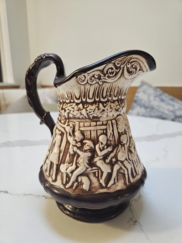 Vintage Handmade Ceramic Pitcher Cottagecore Christmas - photo 3